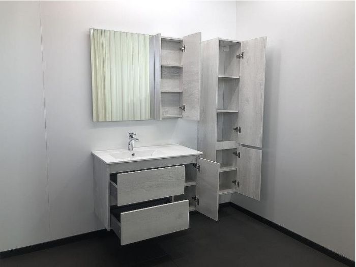 Тумба с раковиной Comforty Бремен 90 00004142375 подвесная Дуб белый