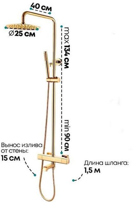 Душевая система Grocenberg GB7005GO с термостатом Золото