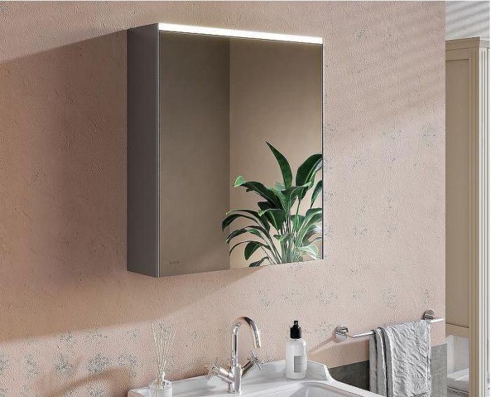 Зеркальный шкаф Vitra 60 R 66910 с подсветкой Антрацит глянцевый