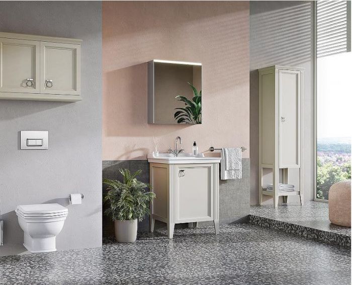 Зеркальный шкаф Vitra 60 R 66910 с подсветкой Антрацит глянцевый
