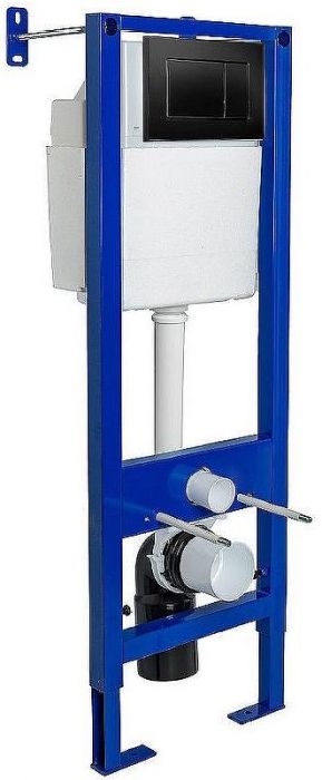 Комплект унитаза Aquatek Либра New AQ1148N-00 с инсталляцией Berges Atom 410 040332 с сиденьем Микролифт и Черной матовой клавишей смыва