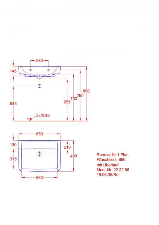 Раковина Keramag Renova Nr.1 Plan, 222268000