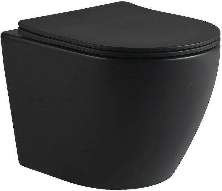 Комплект унитаза с инсталляцией SantiLine SL-5025MB+SL-03 с сиденьем Микролифт и Черной матовой клавишей смыва Комплект унитаза с инсталляцией SantiLine SL-5025MB+SL-03 с сиденьем Микролифт и Черной матовой клавишей смыва