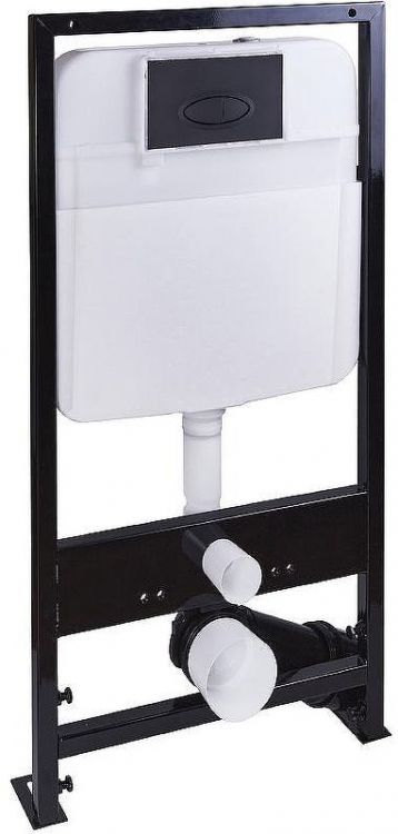 Комплект унитаза с инсталляцией SantiLine SL-5025MB+SL-03 с сиденьем Микролифт и Черной матовой клавишей смыва Комплект унитаза с инсталляцией SantiLine SL-5025MB+SL-03 с сиденьем Микролифт и Черной матовой клавишей смыва