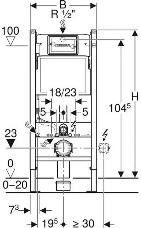 Инсталляция Geberit Delta 458.118.21.2 для унитаза с клавишей смыва цвет Хром