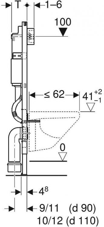 Инсталляция Geberit Delta 458.118.21.2 для унитаза с клавишей смыва цвет Хром