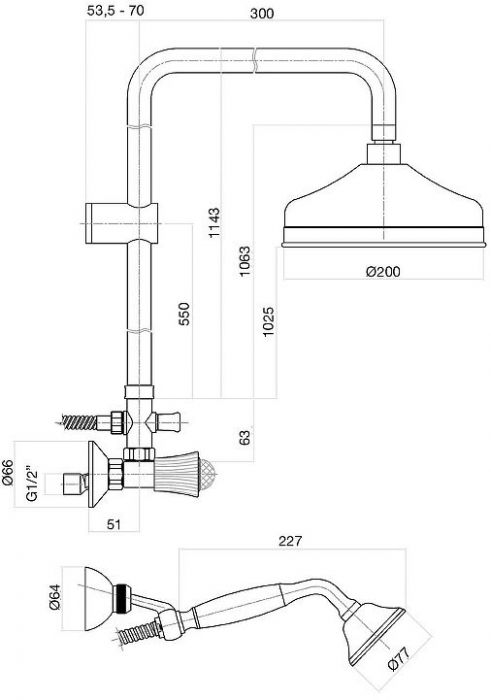 Душевая система Fiore Venere Sky 13OO0620 цвет Золото