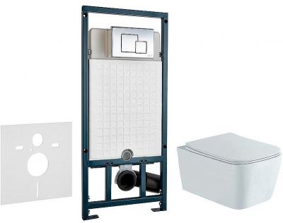 Комплект унитаза Aquatek Либра New AQ1148N-00 с сиденьем Микролифт и инсталляцией WeltWasser WW Marberg 507 10000005949+10000005953 с клавишей смыва Хром глянцевый