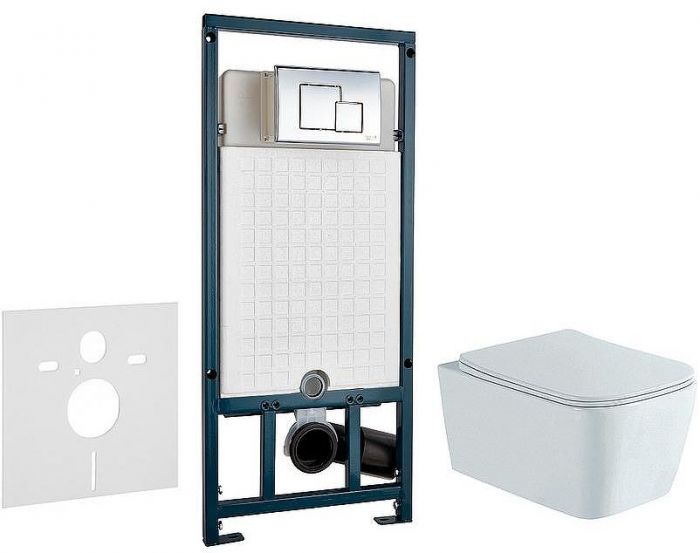 Комплект унитаза Aquatek Либра New AQ1148N-00 с сиденьем Микролифт и инсталляцией WeltWasser WW Marberg 507 10000005949+10000005953 с клавишей смыва Хром глянцевый