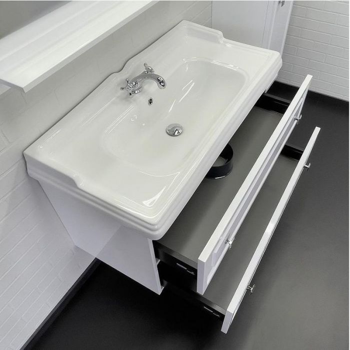 Тумба с раковиной Comforty Феррара 100 00-00020308 подвесная Белый глянец