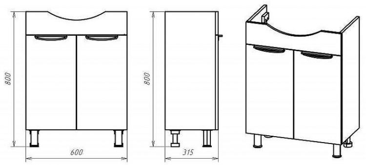 Тумба с раковиной Misty Лаванда 65 УТ000010069 Белая