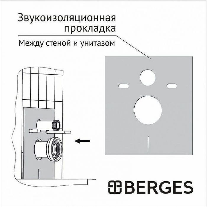 Комплект унитаза Berges Gamma 081105 с инсталляцией Berges Atom 410 040340 с сиденьем Микролифт и Черной матовой клавишей смыва