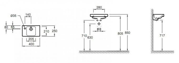 Раковина 40 см Jacob Delafon Odeon Up  E4759C-X5-00, белый