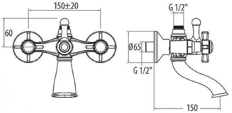 Смеситель для ванны TW London TW1750617V0br Бронза Смеситель для ванны TW London TW1750617V0br Бронза