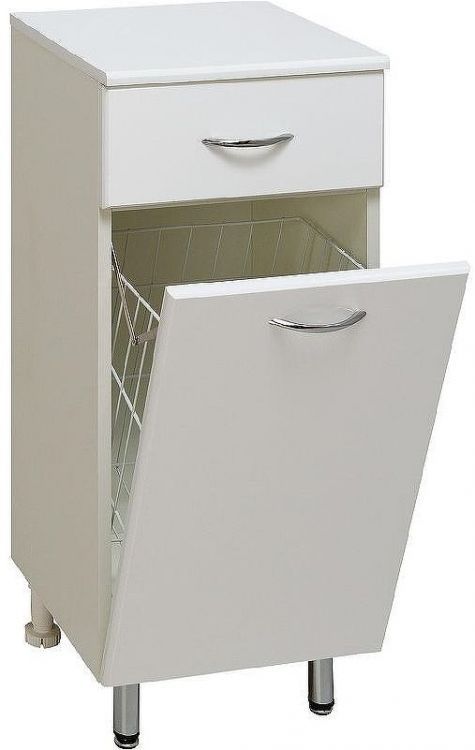 Тумба Runo Эконом 30 00000000112 с бельевой корзиной Белая