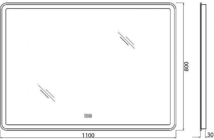 Зеркало BelBagno Marino 110 SPC-MAR-1100-800-LED-TCH-WARM с подсветкой с подогревом с сенсорным выключателем