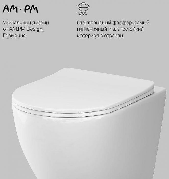 Комплект унитаза с инсталляцией AM.PM Like IS110301.801900 с сиденьем Микролифт и Белой глянцевой клавишей смыва