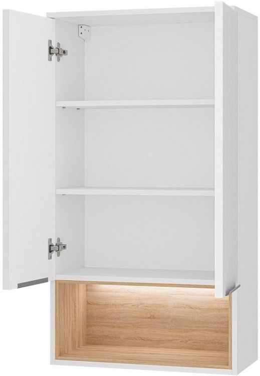 Подвесной шкаф Brevita Enfida 60 ENF-08060-011 над стиральной машиной Белый матовый Дуб Сонома светлый