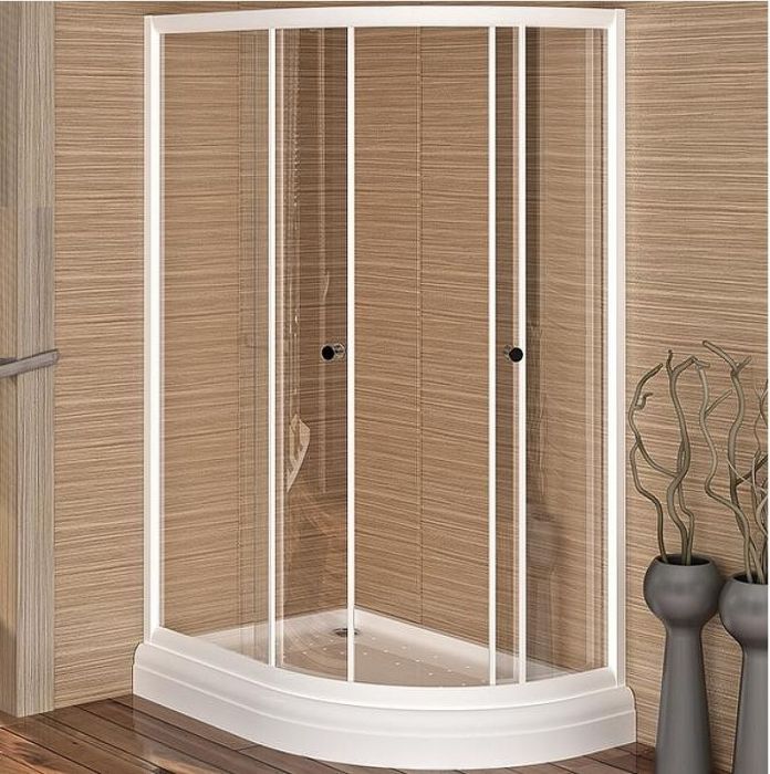 Душевой уголок Radomir 120x80 L 1-03-1-1-0-0080 с поддоном профиль Белый стекло прозрачное