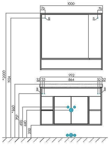 Зеркало со шкафом Aquaton Флай 100 1A237802FAX10 Белый Дуб крафт