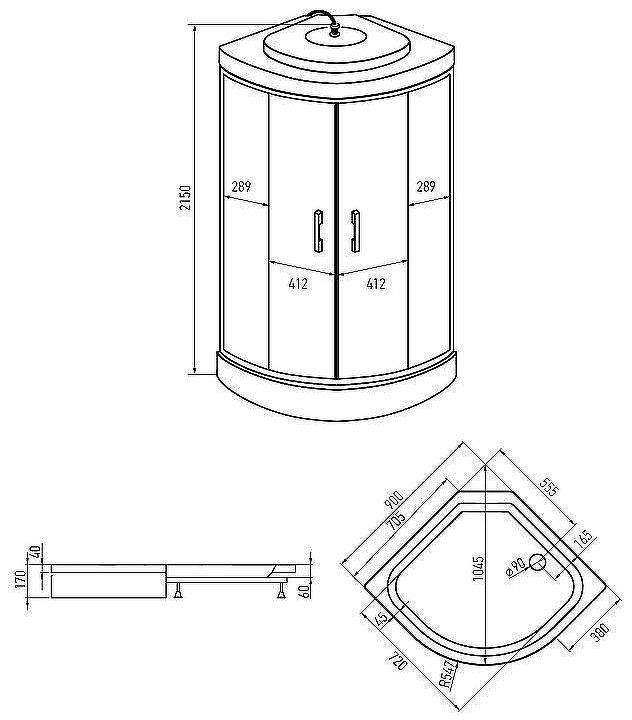 Душевая кабина Erlit Comfort 90х90 ER3509P-C3-RUS без гидромассажа