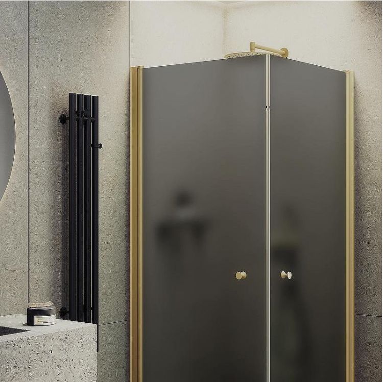Душевой уголок Maybah Glass MGY-1295-3 800x800x1980 на монопетлях Золото стекло графитовое матовое