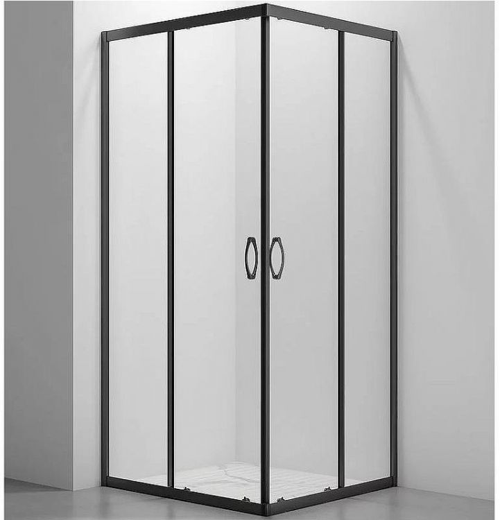Душевой уголок Veconi Rovigo RV-101B 80х80 RV101B-80-01-C5 профиль Черный матовый стекло прозрачное