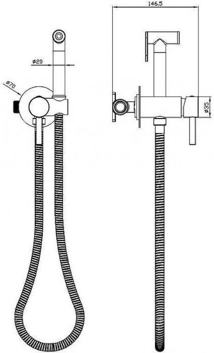Гигиенический душ со смесителем Milacio Ultra MCU.850.SS Нержавеющая сталь