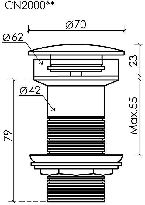 Донный клапан Ceramicanova CN2000MHL click-clack Серо-голубой матовый