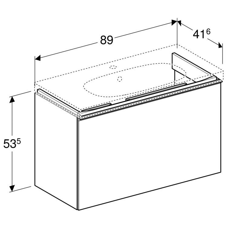 Тумба под раковину Geberit Acanto Compact, 89x42, лавовый [500.616.JK.2]