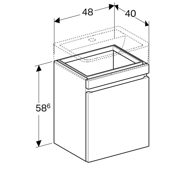 Тумба под раковину Geberit Renova Nr. 1 Plan , 48x40, светлый вяз [869552000]