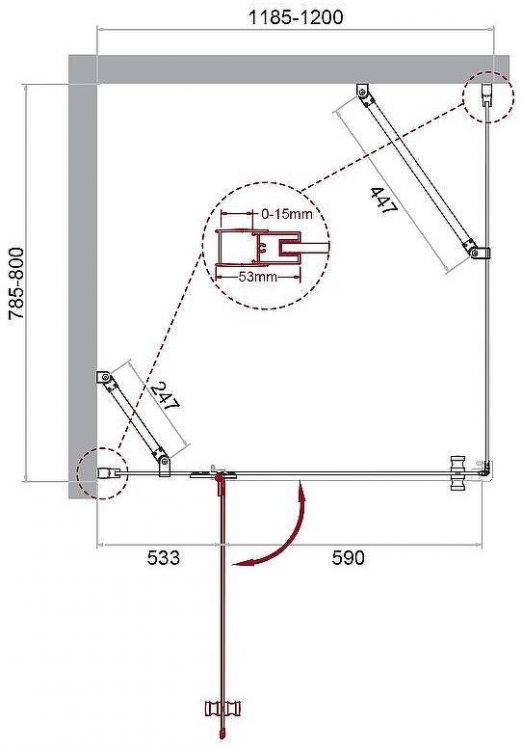 Душевой уголок BelBagno Kraft 120х80 KRAFT-AH-12-120/80-C-Cr-L профиль Хром стекло прозрачное