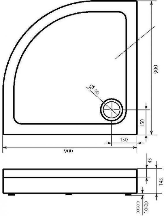Акриловый поддон для душа Bas Раунд 90х90 ПН00067 Белый