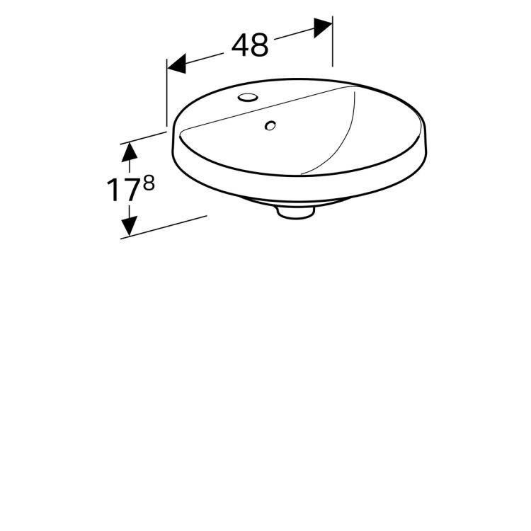 Раковина Geberit VariForm круглой формы, D=48 см, с отв. под смеситель, с отв. перелива [500.704.01.2]