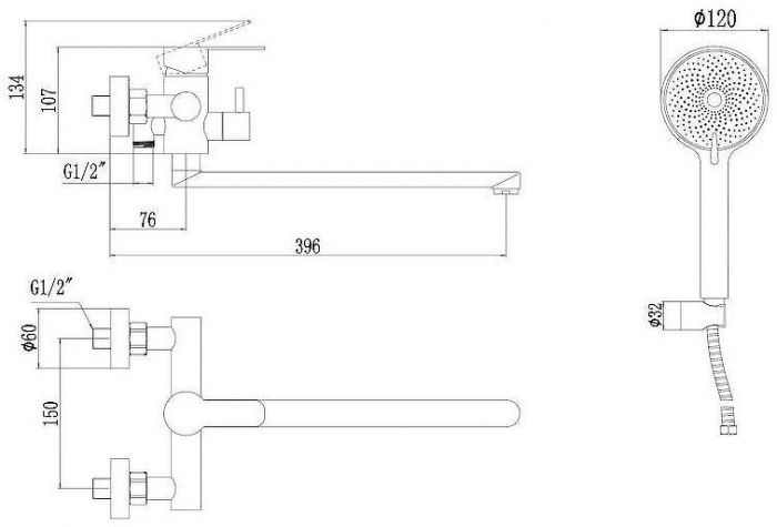 Смеситель для ванны Fmark FS8225A универсальный цвет Хром