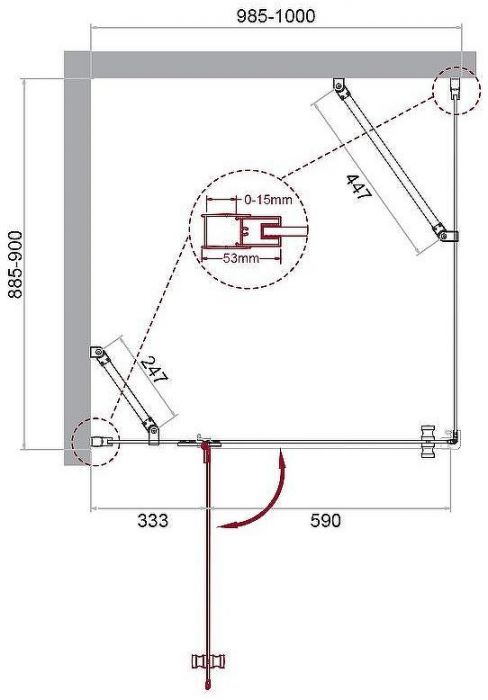 Душевой уголок BelBagno Kraft 100х90 KRAFT-AH-12-100/90-C-Cr-L профиль Хром стекло прозрачное