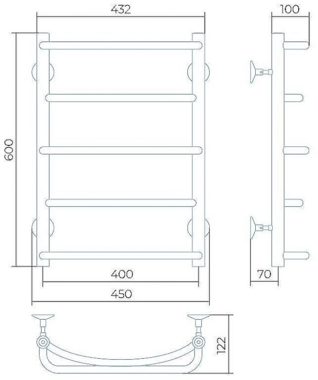 Водяной полотенцесушитель Larusso Евромикс П5 400x600 4670078534941 Хром