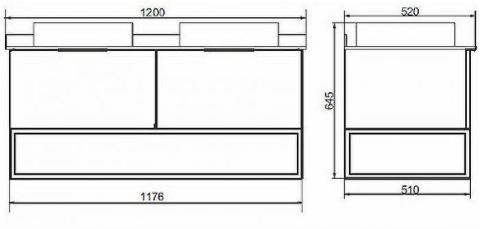 Тумба с раковинами Comforty Порто 120-2 00-00001287 подвесная Дуб темно-коричневый