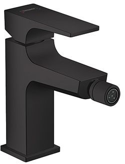 Hansgrohe Metropol Смеситель для биде на 1 отв, с донным клапаном, излив 129мм, цвет: черный матовый