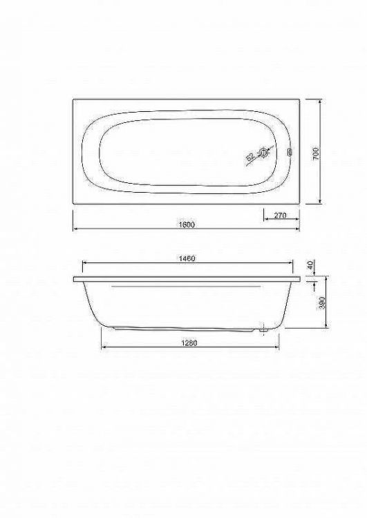 Акриловая ванна Cezares Piave 160x70 PIAVE-160-70-42-W37 без гидромассажа