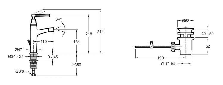 Смеситель для биде Jacob Delafon Cleo E24310-CP, хром Смеситель для биде Jacob Delafon Cleo E24310-CP, хром