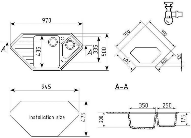 Кухонная мойка Ulgran Classic U-409-342 Графит