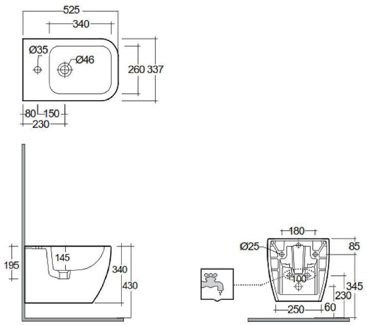 Биде Kludi Resa C 28BIW0143 подвесное цвет Белый глянцевый