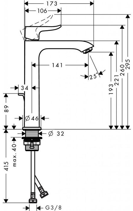 Hansgrohe Metris Смеситель для раковины, 1 отв., цвет: хром