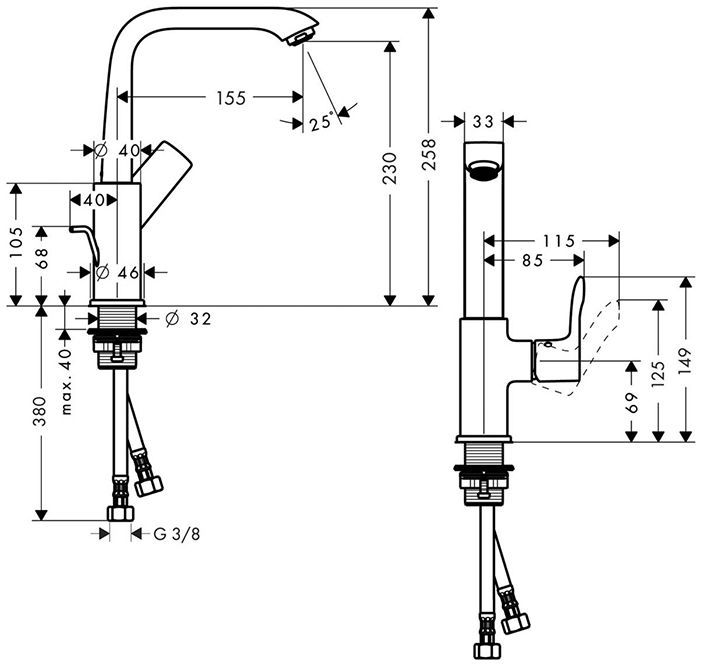 Hansgrohe Metris Смеситель для раковины, 1 отв., цвет: хром