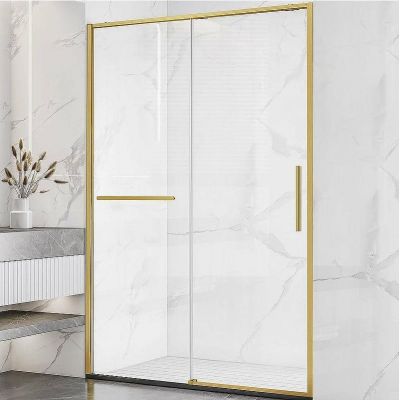 Душевая дверь Vincea Slim Soft 140 VDS-1SS140CLG профиль Брашированное золото стекло прозрачное