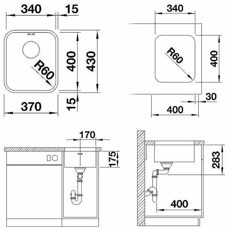 Кухонная мойка Blanco Supra 340-U 518199 Нержавеющая сталь полированная