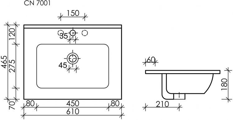 Умывальник CERAMICANOVA Element накладной прямоугольный (цвет Черный Матовый) CN7001MB