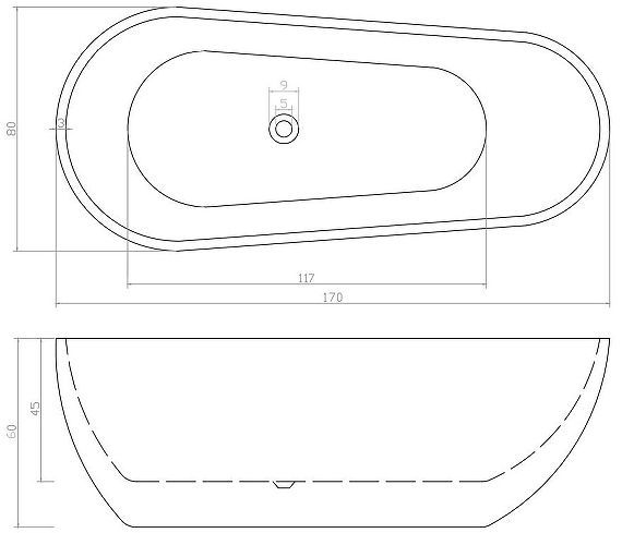 Акриловая ванна Ceruttispa Mimi170III 170x80 СТ10503 без гидромассажа
