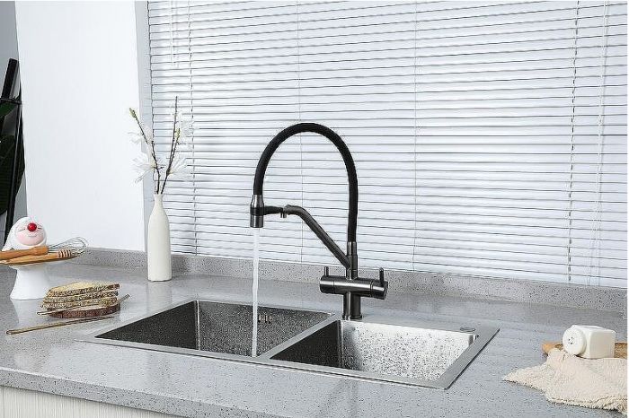 Смеситель для кухни Gappo G4398-89 Оружейная сталь Черный